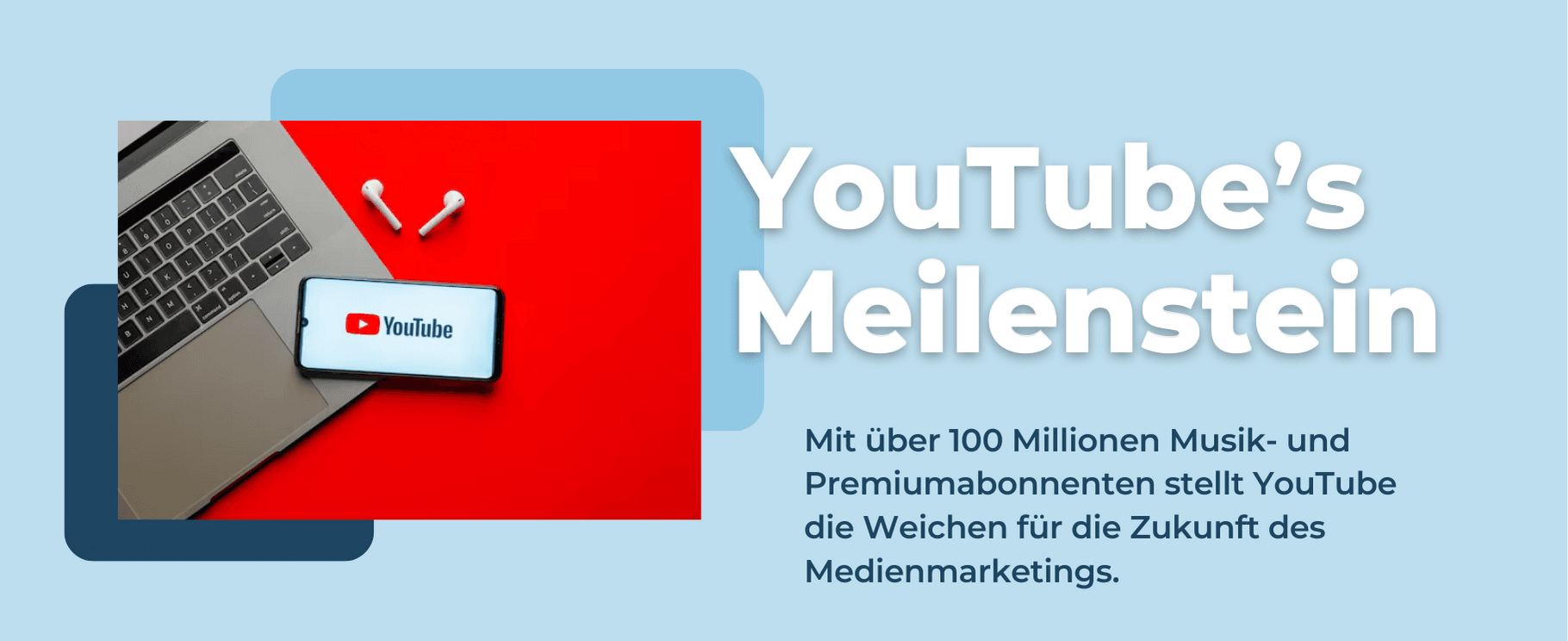 Hand unterschreibt Dankeskarte mit Aufschrift 'Thanks a hundred million' und YouTube-Logo