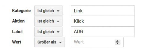Abbildung der Zielvorhabendetails für Events in Google Analytics, um die Downloads deines PDFs auszuwerten.