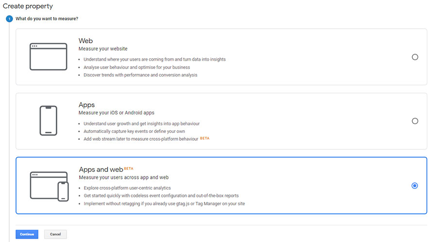 Die BETA-Version von Google Analytics zur Verknüpfung von App- und Webtracking