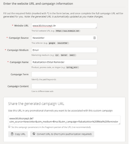 UTM Parameter Beispiel