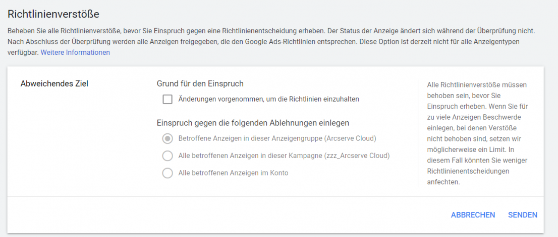 Beispiel der organischen Shopping Anzeigen