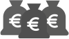 Drei Geldsäcke nebeneinander.