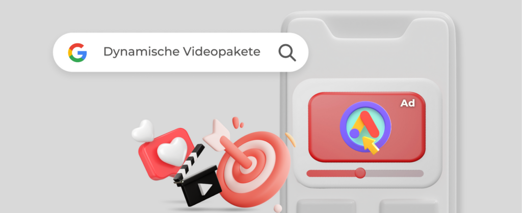 Handy-Mockup mit Videoanzeige und Google Search Bar